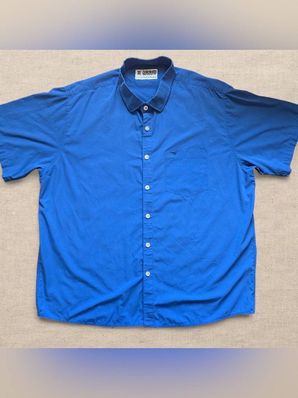 Dixxon D-Lux Short Sleeve Button Up Shirt Blue Performance Bamboo Men's 3XL